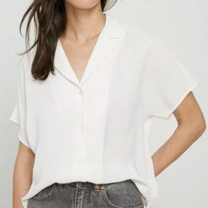 Frank & Oak Camp Collar Blouse, White, Size L